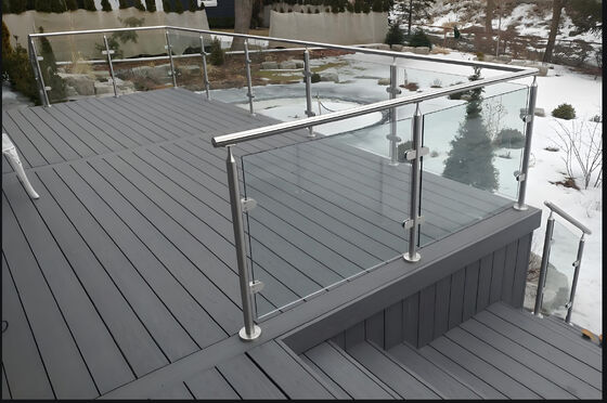 Modern Galvanized Glass Balcony Railing Weather Resistant Indoor Outdoor