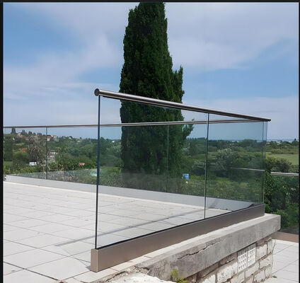 Modern Toughened Glass Balcony Railing Windproof Custom Sizes