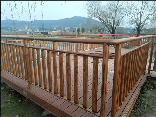 Modern Zinc Steel Wood Grain Railing Galvanized Finish