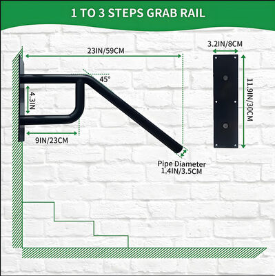 Adjustable Wall Mounted Stair Railing Anti Slip Indoor Outdoor