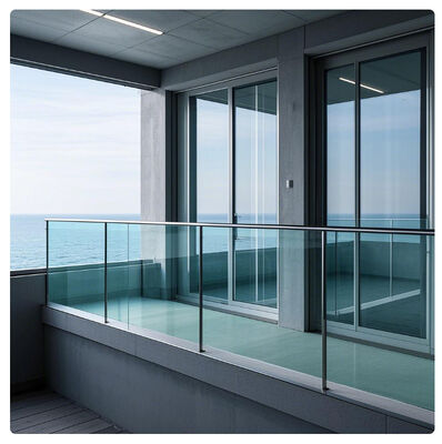 Modern Galvanized Balcony Glass Railing ISO Certified Indoor Outdoor
