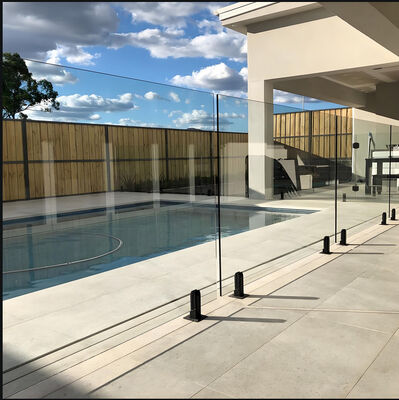 Modern Tempered Glass Balcony Railing Slim Profile Indoor Outdoor