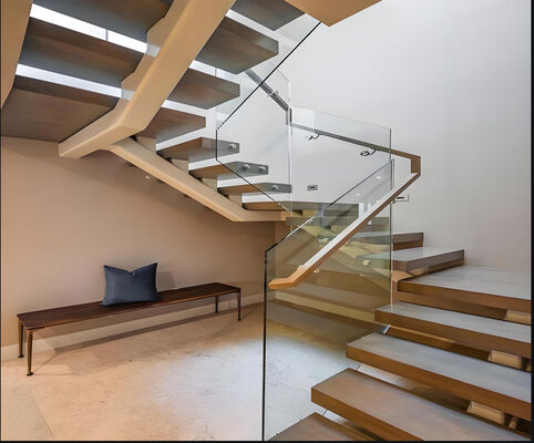 Modern Glass Metal Stair Railing Custom Safety Indoor Outdoor