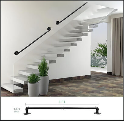 Modern Wall Mounted Stair Railing Galvanized Finish Indoor Outdoor